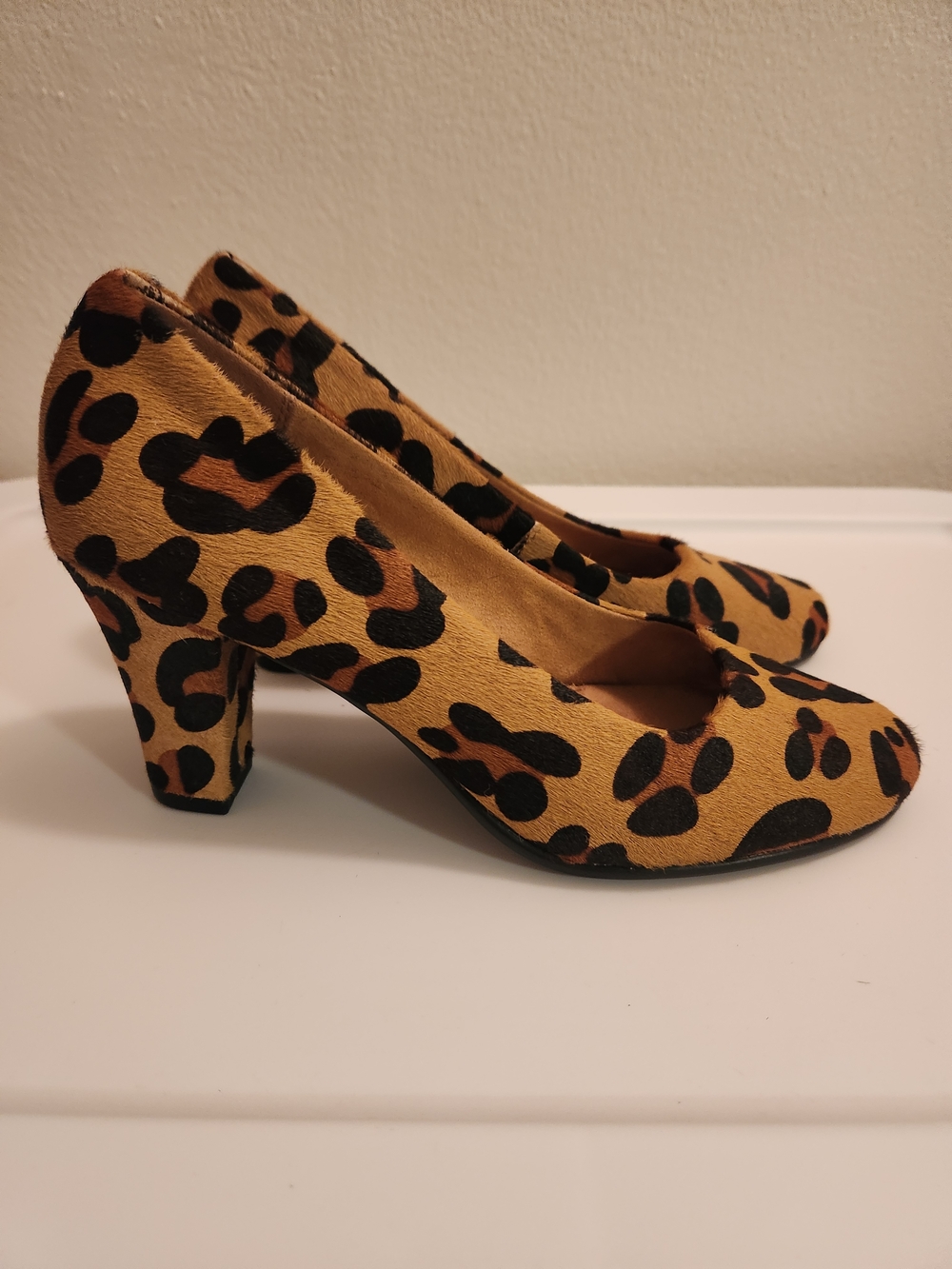 AEROSOLES Leopard Print Block Heel Pumps - Brown Black